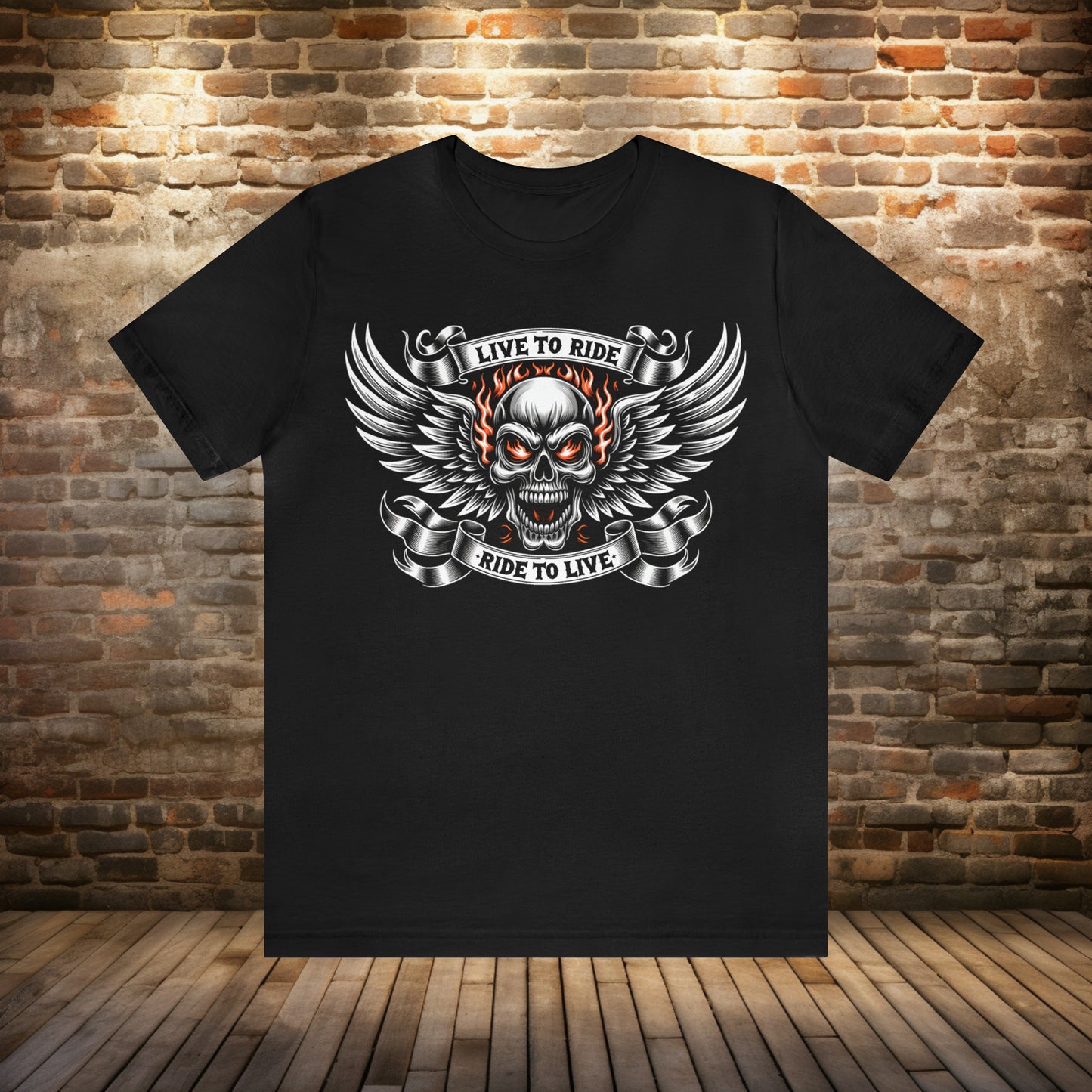 Live To Ride Skull w/Flames Short Sleeve Tee