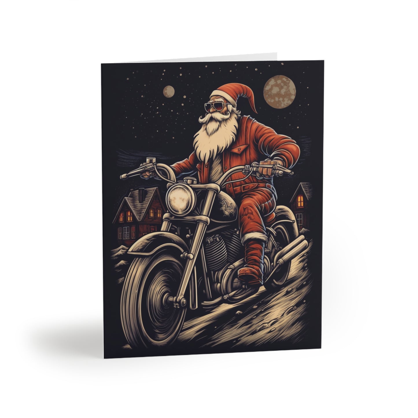 Biker Santa Christmas cards (8, 16, and 24 pcs)