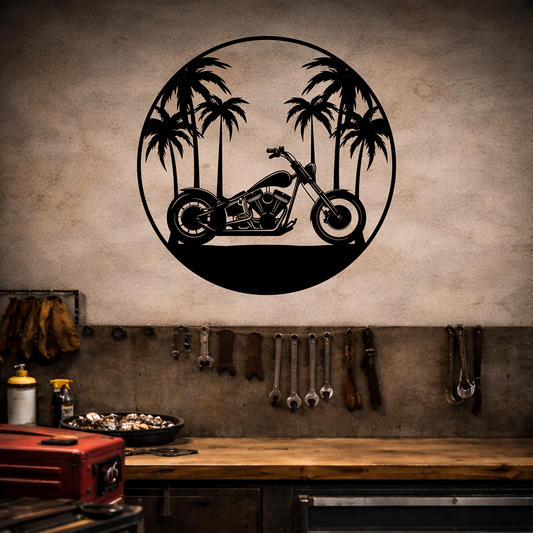 Paradise Chopper Die Cut Metal Sign