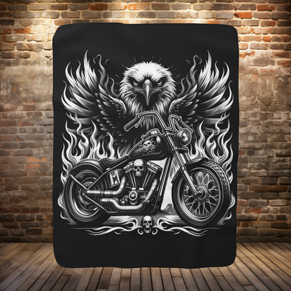 Bike and Eagle Fleece Blanket