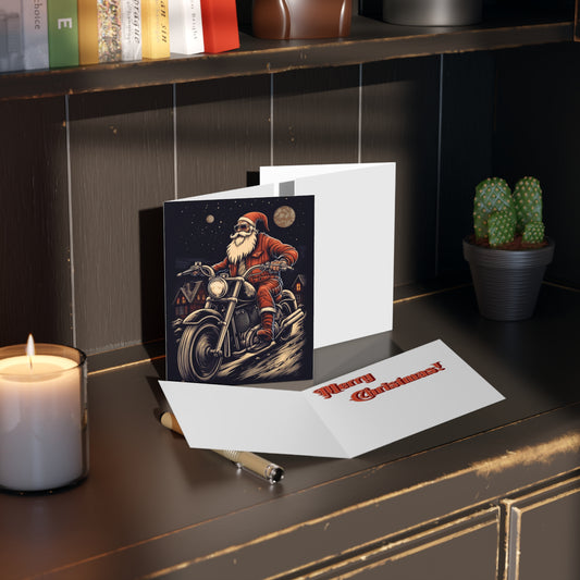 Biker Santa Christmas cards (8, 16, and 24 pcs)